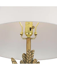 Possini Euro Design Cleo 33" Tall Large Traditional End 3-Way Table Lamp Faux Leaf Finish Single Shade Living Room Bedroom