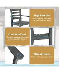 Gouun Set of 2 Hdpe All-Weather Patio Dining Chairs with Wide Armrests