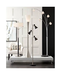 Possini Euro Design Allegra Mid Century Modern Arc Floor Lamp 88" Tall Chrome 5 Light Crystal Ball Shades for Living Room Reading Bedroom Office