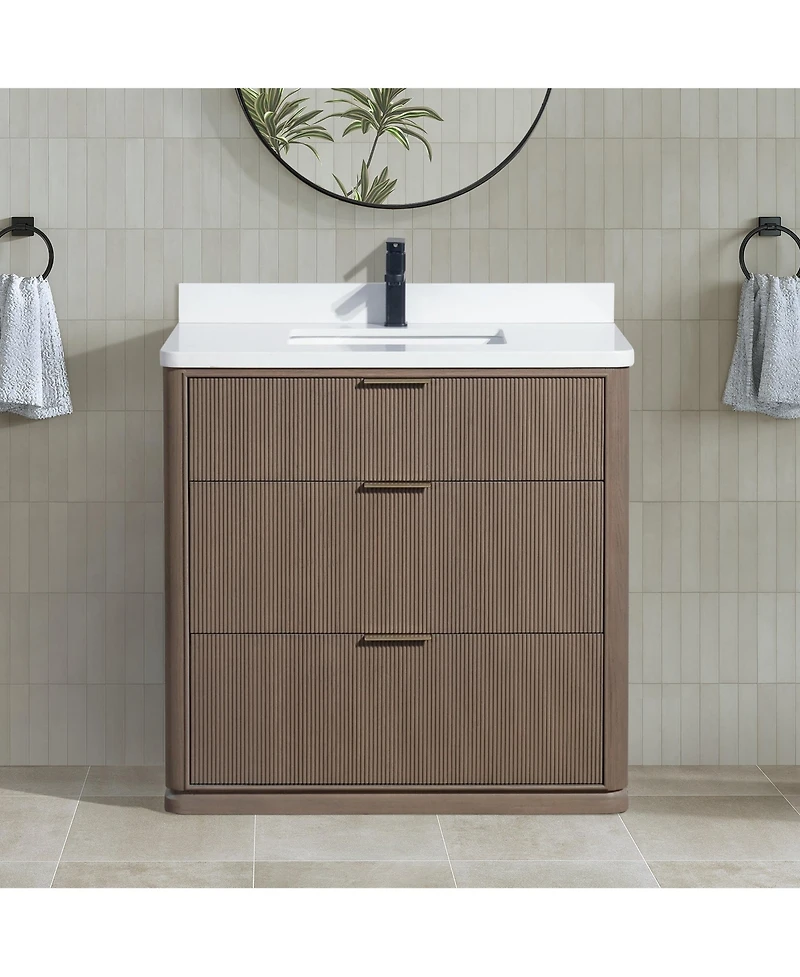 Aria 36" Bathroom Vanity Smoked Oak