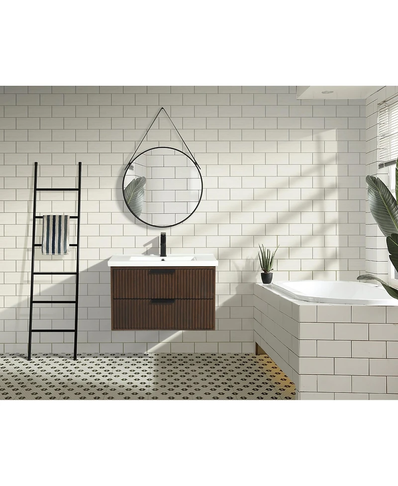 Ari Bath Diego 30" Floating Bathroom Vanity Walnut