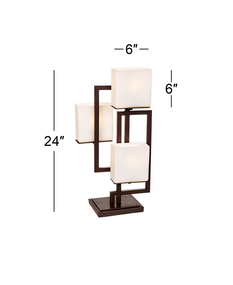 Possini Euro Design Lighting Modern Table Lamp 24" High Roman Bronze with Dimmer Metal Glass Shade for Bedroom Living Room Bedside Nightstand Office