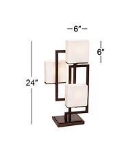 Possini Euro Design Lighting Modern Table Lamp 24" High Roman Bronze with Dimmer Metal Glass Shade for Bedroom Living Room Bedside Nightstand Office