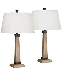 John Timberland Montrose Buchan 29 1/2" Tall Pedestal Farmhouse Rustic End Table Lamps Set of 2 WiFi Smart Socket