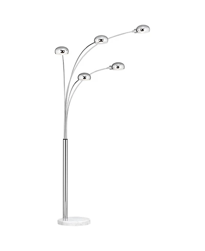 Possini Euro Design Infiniti Mid Century Modern 78" Tall Arc Floor Lamp with Smart Socket Chrome 5-Light Swivel Dome Shade for Living Room