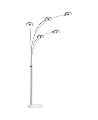 Possini Euro Design Infiniti Mid Century Modern 78" Tall Arc Floor Lamp with Smart Socket Chrome 5-Light Swivel Dome Shade for Living Room