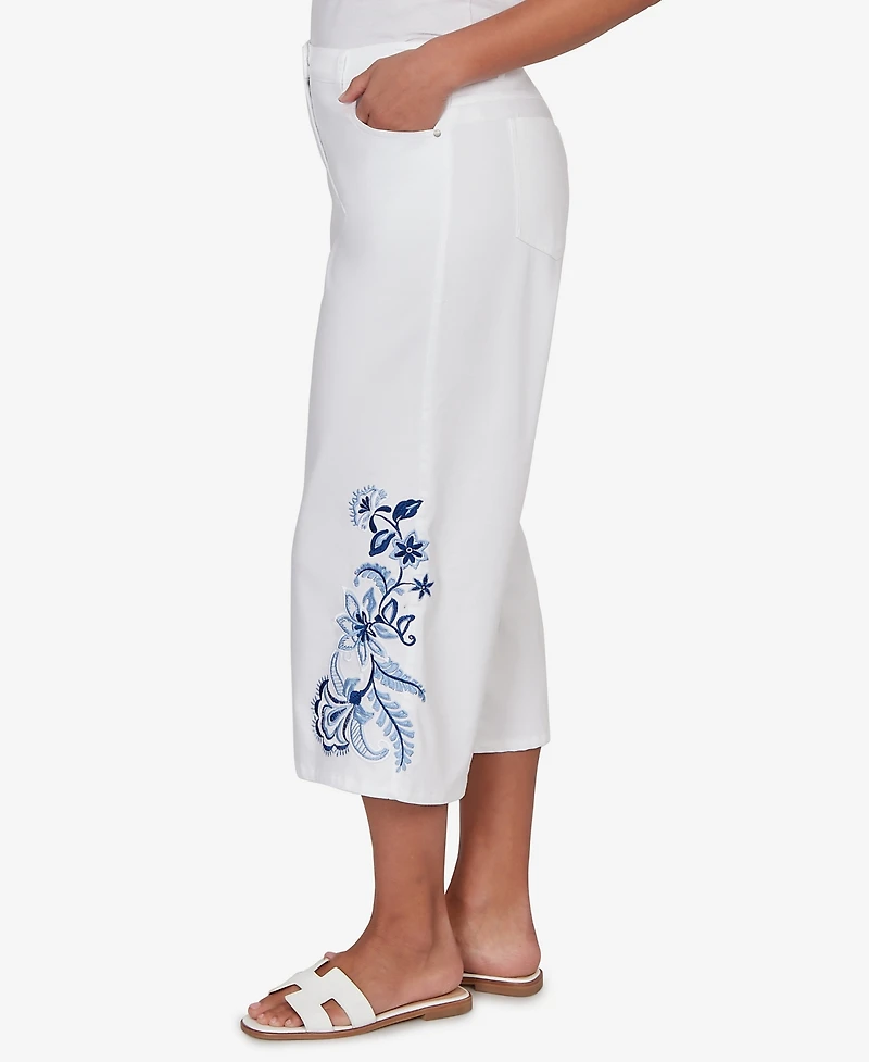 Ruby Rd. Petite Embroidered-Hem Denim Capri Pants