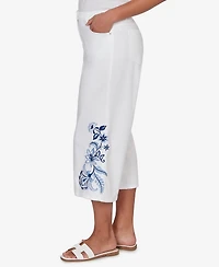 Ruby Rd. Petite Embroidered-Hem Denim Capri Pants