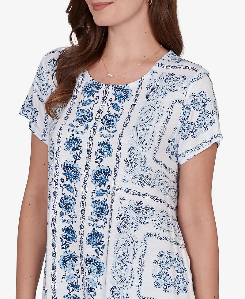 Ruby Rd. Petite Bandana Print Knit T-Shirt