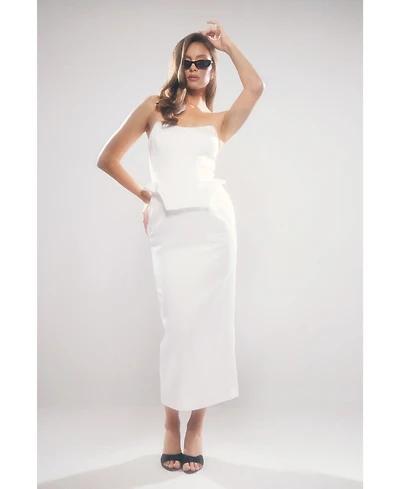 MissPap Women's Premium Bonded Satin Corset Midaxi Dress