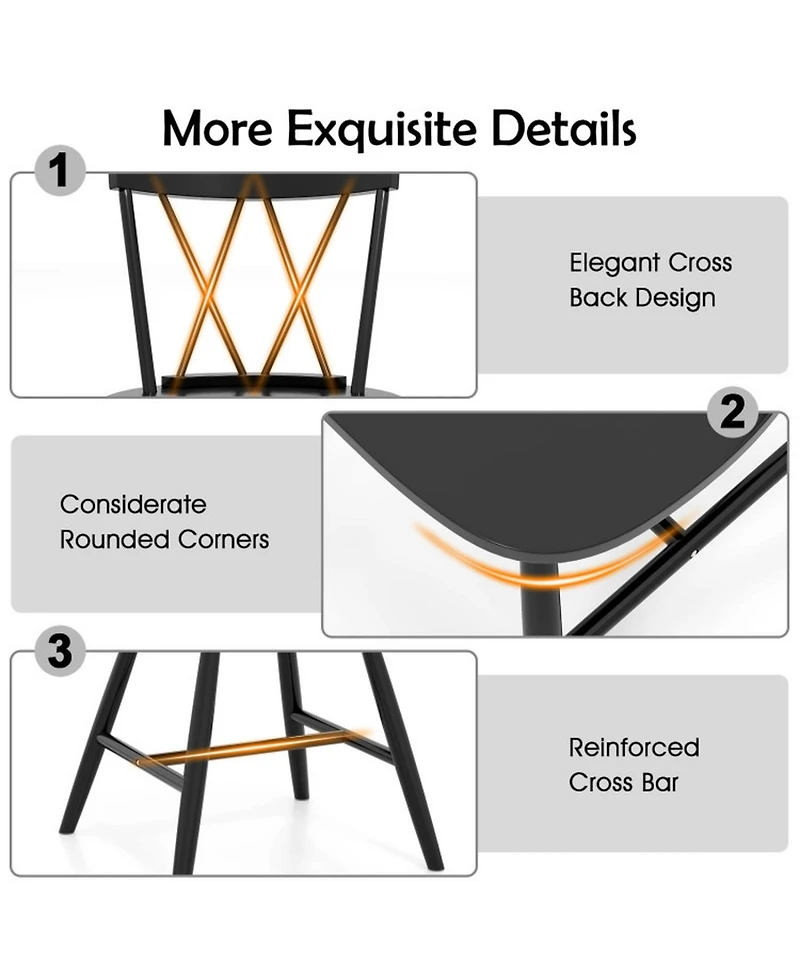 Gouun Set of 2 Farmhouse Kitchen Dining Chairs with Rubber Wood Frame