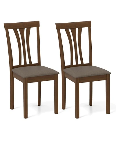 Gouun Set of 2 Linen Upholstered Wooden Dining Chairs with Rubber Wood Frame