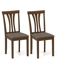 Gouun Set of 2 Linen Upholstered Wooden Dining Chairs with Rubber Wood Frame