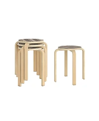Gouun Set of 4 Stackable Bentwood Round-Top Stools