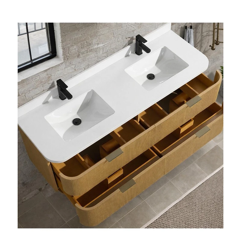 Ari Bath Chantal 60" Floating Bathroom Vanity Oak