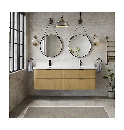 Ari Bath Chantal 60" Floating Bathroom Vanity Oak