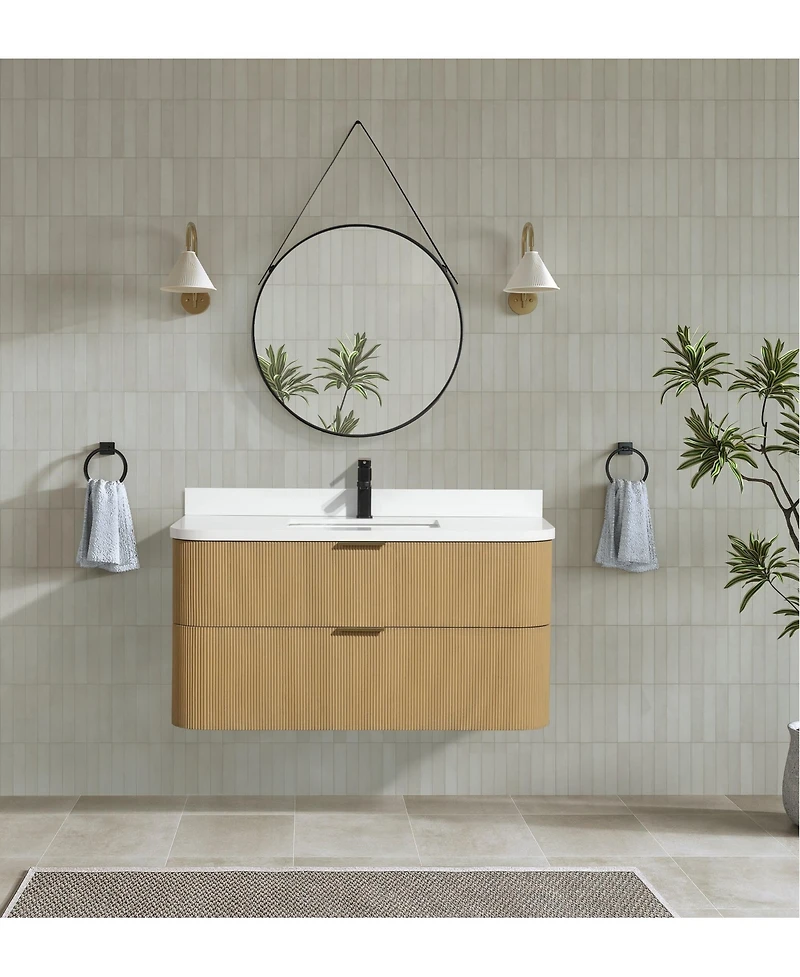 Ari Bath Chantal 42" Floating Bathroom Vanity Oak