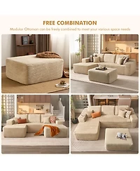Xizzi 37" Corduroy Ottoman, Upholstered Cloud Ottoman for Boneless Couch, Modular Sectional Sofa Living Room, Memory Foam