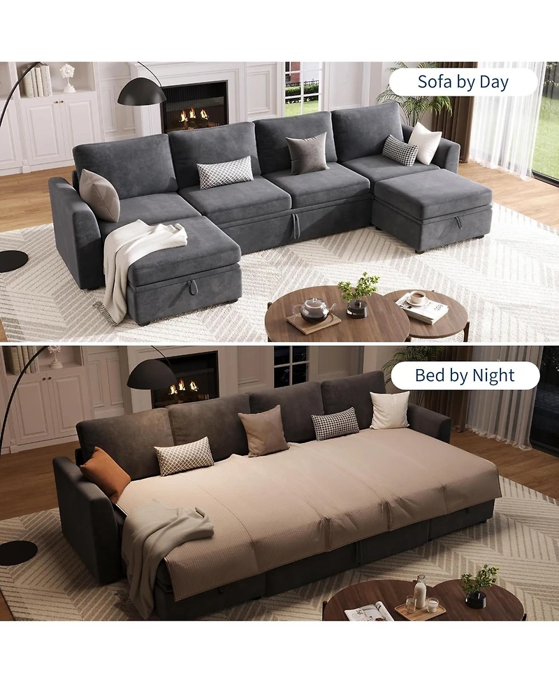 gaomon Sectional Sleeper Sofa with Pull-Out Bed