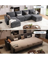 gaomon Sectional Sleeper Sofa with Pull-Out Bed