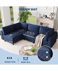 gaomon 103" Modular Sectional Sofa, L-Shaped Velvet Cloud Couch, 4-Seat Upholstered Sofa