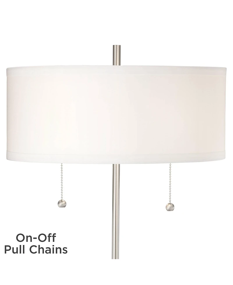 360 Lighting Nikola Modern Accent Table Lamps 23 3/4" High Set of 2 with Usb and Ac Power Outlet in Base Drum Shade for Bedroom Home Desk