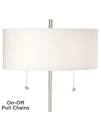 360 Lighting Nikola Modern Accent Table Lamps 23 3/4" High Set of 2 with Usb and Ac Power Outlet in Base Drum Shade for Bedroom Home Desk