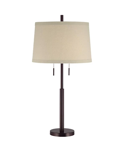 Possini Euro Design Modern Buffet Table Lamp 33" Tall with Usb Charging Port Dark Bronze Drum Shade for Bedroom Living Room Office