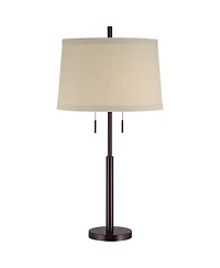 Possini Euro Design Modern Buffet Table Lamp 33" Tall with Usb Charging Port Dark Bronze Drum Shade for Bedroom Living Room Office