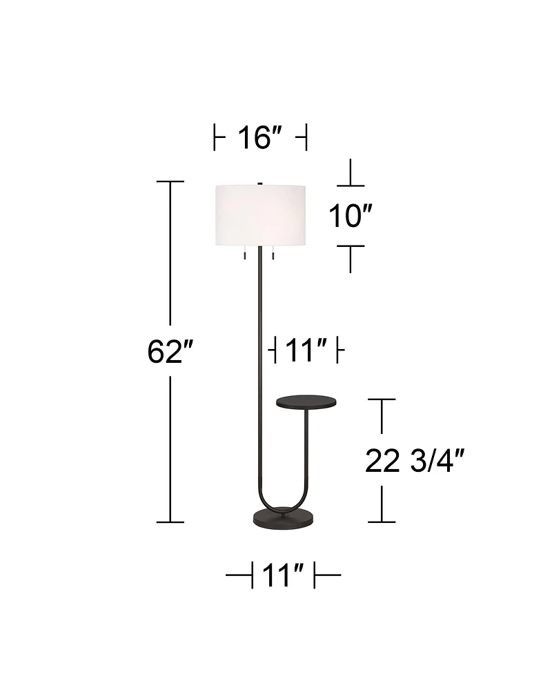 360 Lighting Deva Modern 61" Tall Standing Floor Lamp Side Table Pull Chain Metal Living Room Bedroom House Reading Office