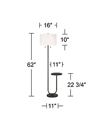 360 Lighting Deva Modern 61" Tall Standing Floor Lamp Side Table Pull Chain Metal Living Room Bedroom House Reading Office