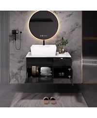 Busdays 31.5 Inches Floating Single Small Bathroom Vanity with Sink