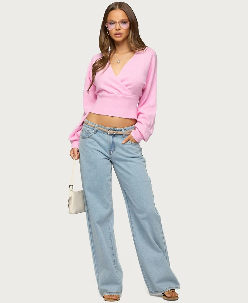 Edikted Women's Lillia V Neck Wrap Sweater