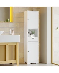 Busdays Tall Narrow Storage Cabinet, 2 Doors and 1 Drawer with Adjustable Shelves, Bathroom or Living Room Organizer