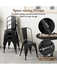 Gouun Set of 4 Metal Dining Chairs with Removable Backrest