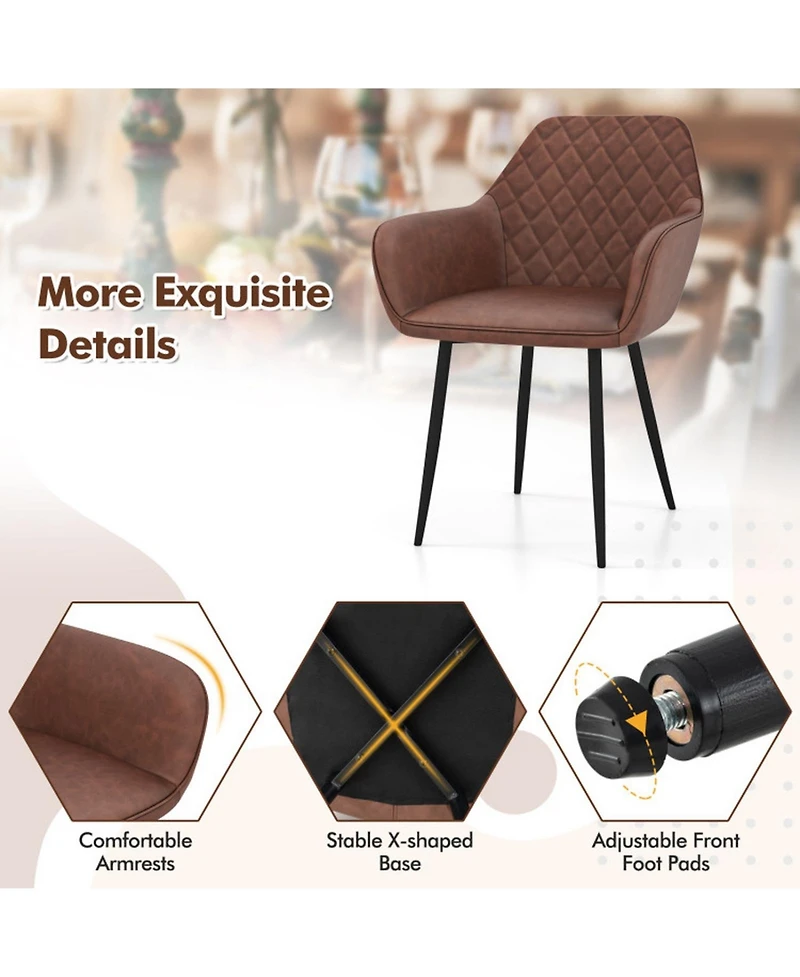 Gouun Set of 2 Leisure Dining Chairs with Curved Backrest and Wide Seat