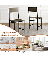 Gouun Set of 4 Engineered Wood Dining Chairs with Metal Legs and Slanted Back