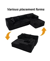 Homsee 106" Modular Sectional Sofa with Pillows, L-Shape Corduroy Cloud Couch
