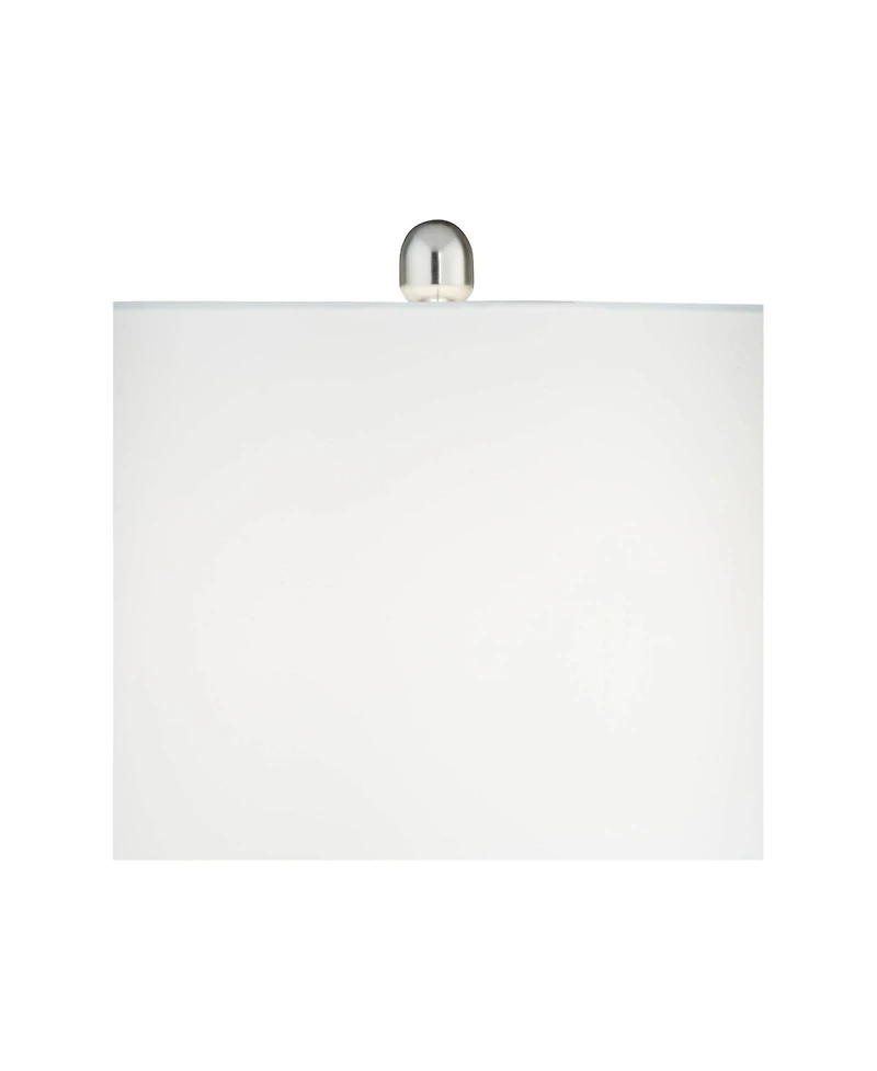 360 Lighting Modern Coastal Table Lamps 25.25" High Set of 2 Led with Round Risers Dimmer Ceramic Drum Shade for Living Room