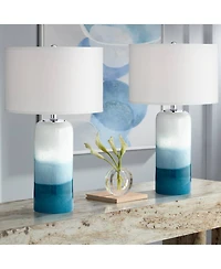 Possini Euro Design Roxanne 25" High Modern Table Lamps Set of 2 Led Night Lights Glass Living Room (Colors May Vary)