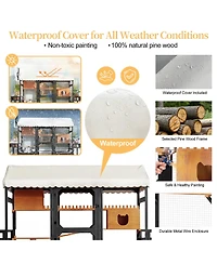 Zeus & Ruta Large Wooden Outdoor Cat Enclosure with Plant Stands Multi Level Playpen Weather Resistant Roof Climbing Ramp