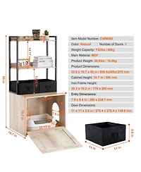 Zeus & Ruta Hidden Cat Litter Box Enclosure Furniture with 2 Shelves and 2 Baskets Modern Pet Cabinet