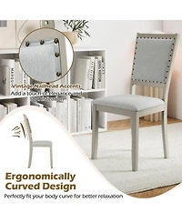 Gouun Set of 2 Farmhouse Fabric Upholstered Dining Chairs with Nailhead Trim