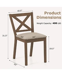 Gouun Set of 2 Modern Farmhouse Dining Chairs with Upholstered Linen Seat and X-Back