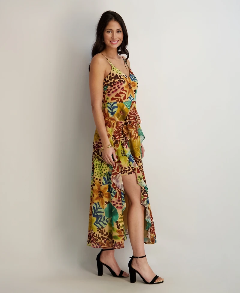 Siena Women's Printed Chiffon V-Neck Dress