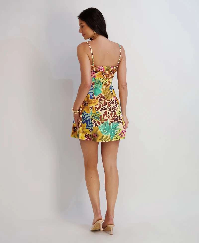 Siena Women's Printed Sleeveless Sweetheart Neck Short Dress
