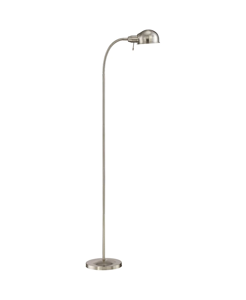 360 Lighting Modern Task Floor Lamp with Usb Charging Port 61" Tall Satin Nickel Adjustable Gooseneck Arm for Living Room Reading
