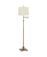 360 Lighting Westbury Traditional 70" Tall Standing Floor Lamp Adjustable Swing Arm Antique Brass Finish Pleated Shade
