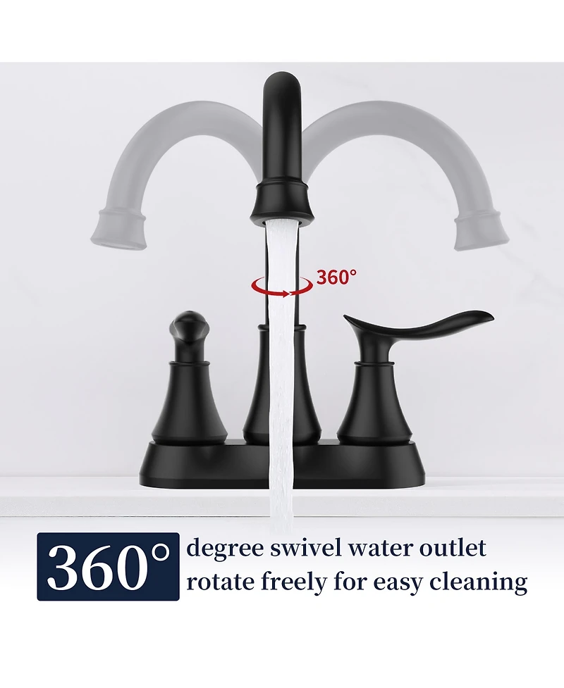 Busdays 2-Handle 4-Inch Matte Bathroom Faucet, Bathroom Vanity Sink Faucets with Pop-up Drain and Supply Hoses
