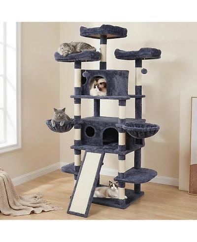 Zeus & Ruta 68.5 in. Cat Tree for Indoor Cats Modern Tall Tower with Cat Condos and Scratching Posts